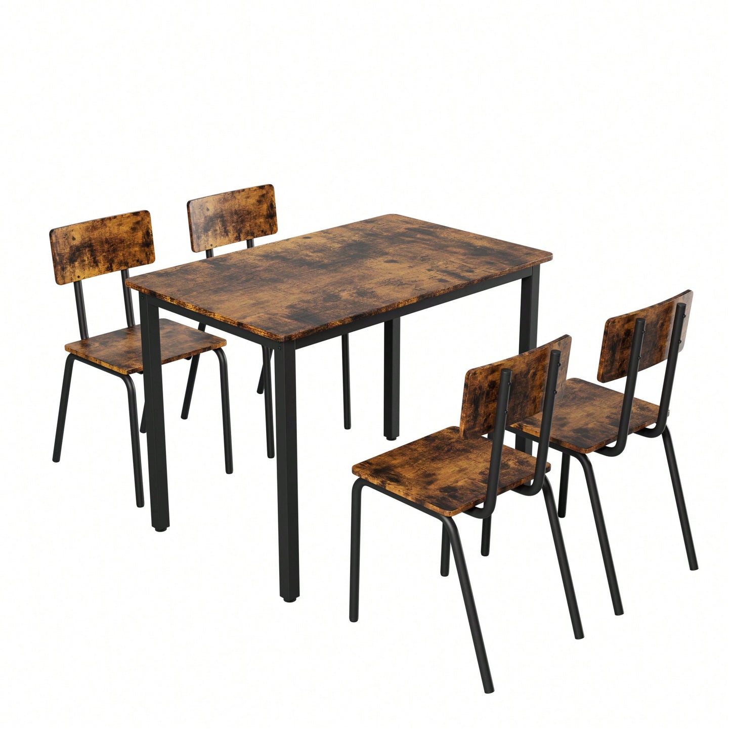 5-Piece Dining Table Set with 4 Chairs for Small Spaces 43 Inch Kitchen Table with Metal Frame and MDF Easy to Clean Dining Room Furniture