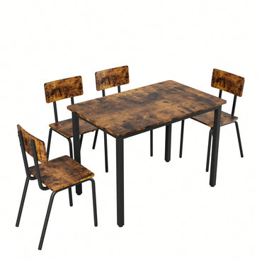 5-Piece Dining Table Set with 4 Chairs for Small Spaces 43 Inch Kitchen Table with Metal Frame and MDF Easy to Clean Dining Room Furniture