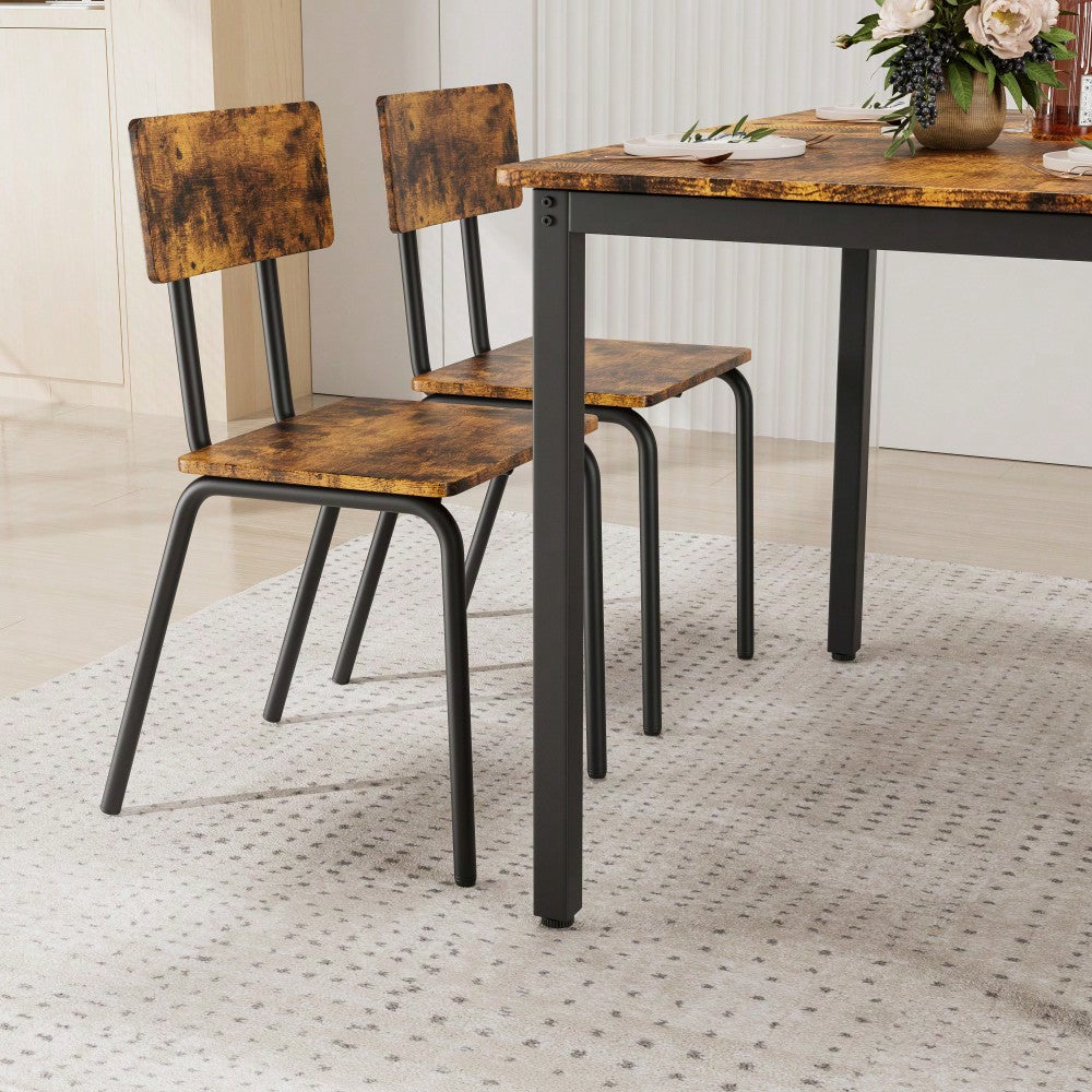 5-Piece Dining Table Set with 4 Chairs for Small Spaces 43 Inch Kitchen Table with Metal Frame and MDF Easy to Clean Dining Room Furniture