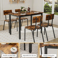 5-Piece Dining Table Set with 4 Chairs for Small Spaces 43 Inch Kitchen Table with Metal Frame and MDF Easy to Clean Dining Room Furniture
