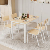 5-Piece Dining Table Set with 4 Chairs for Small Spaces 43 Inch Kitchen Table with Metal Frame and MDF Easy to Clean Dining Room Furniture