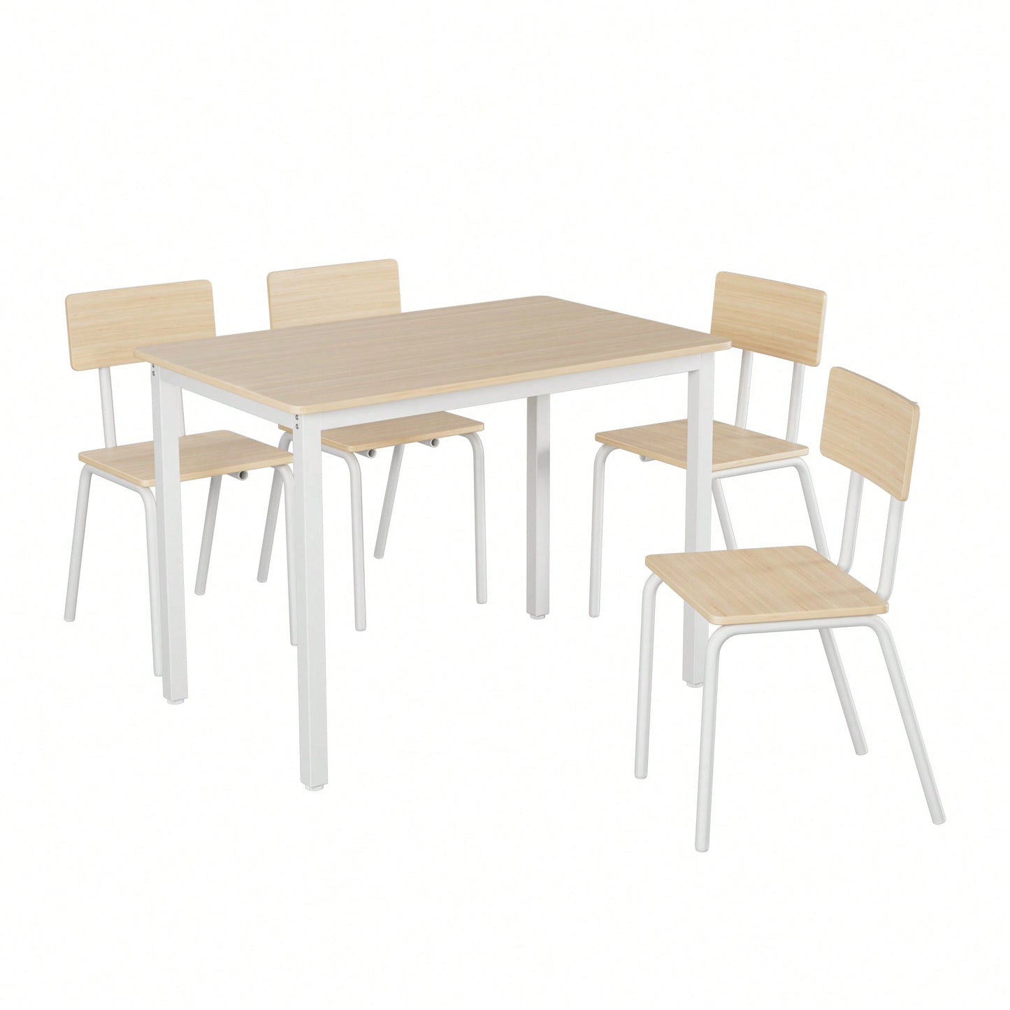 5-Piece Dining Table Set with 4 Chairs for Small Spaces 43 Inch Kitchen Table with Metal Frame and MDF Easy to Clean Dining Room Furniture