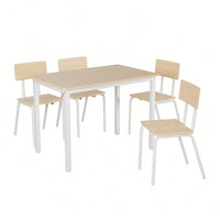 5-Piece Dining Table Set with 4 Chairs for Small Spaces 43 Inch Kitchen Table with Metal Frame and MDF Easy to Clean Dining Room Furniture