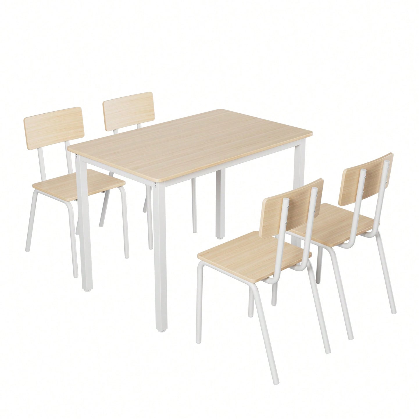5-Piece Dining Table Set with 4 Chairs for Small Spaces 43 Inch Kitchen Table with Metal Frame and MDF Easy to Clean Dining Room Furniture