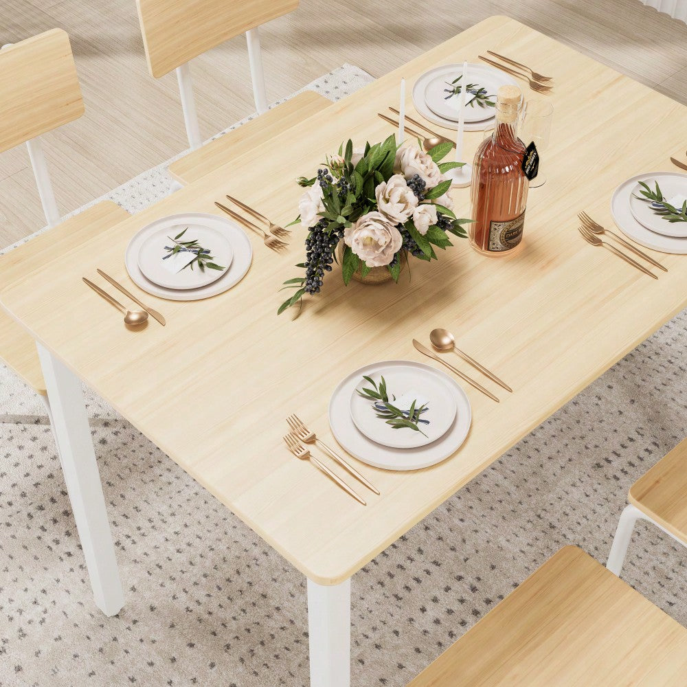 5-Piece Dining Table Set with 4 Chairs for Small Spaces 43 Inch Kitchen Table with Metal Frame and MDF Easy to Clean Dining Room Furniture