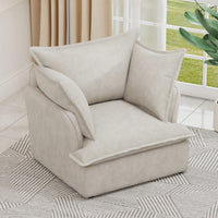 Modern Accent Chair For Living Room And Bedroom Comfortable Single Sofa Chair Beige