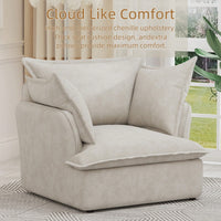 Modern Accent Chair For Living Room And Bedroom Comfortable Single Sofa Chair Beige