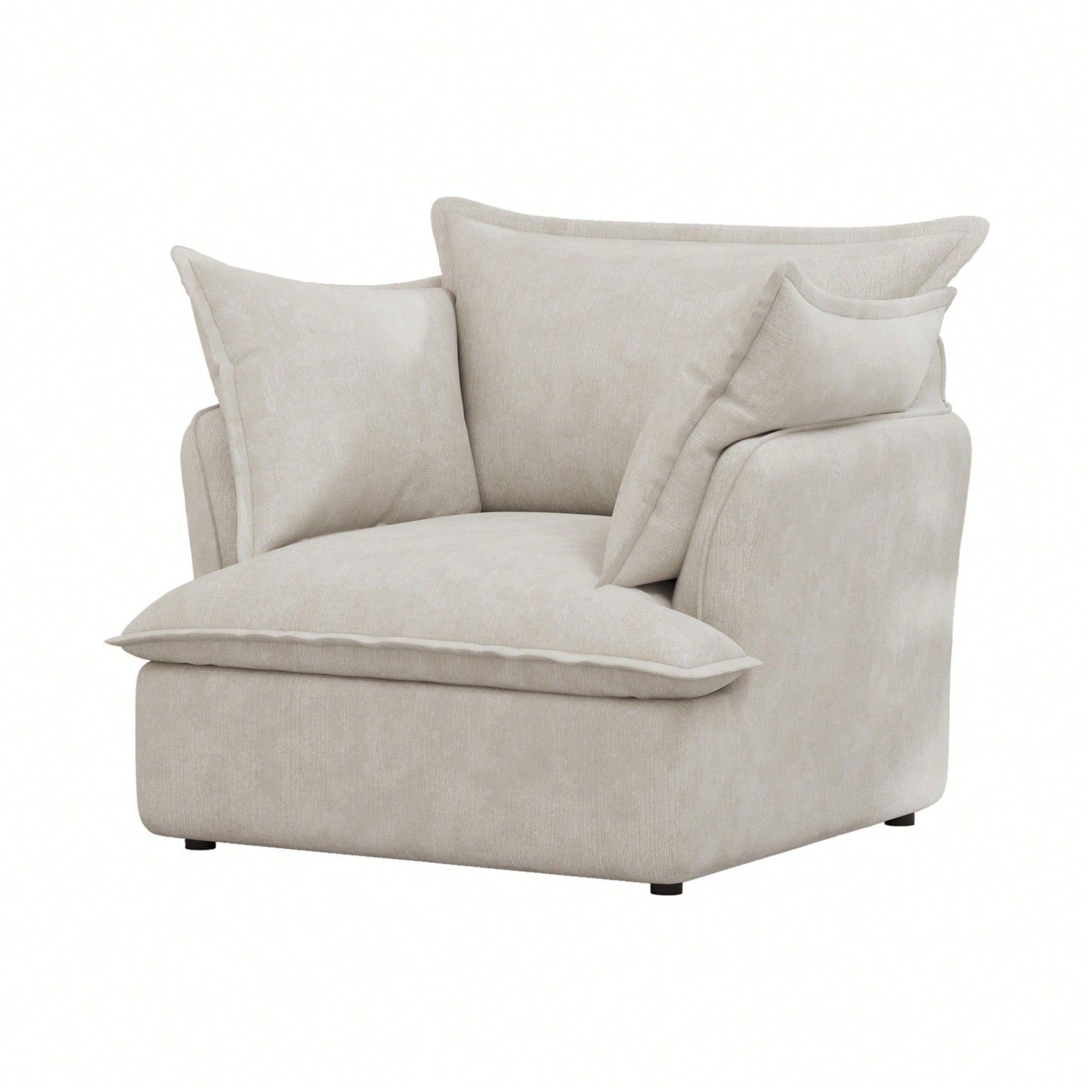 Modern Accent Chair For Living Room And Bedroom Comfortable Single Sofa Chair Beige