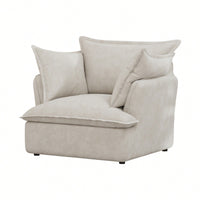 Modern Accent Chair For Living Room And Bedroom Comfortable Single Sofa Chair Beige