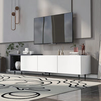 Modern Extendable TV Stand For 80 Inch And Larger TVs Stylish Black And White Design