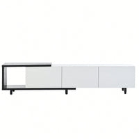 Modern Extendable TV Stand For 80 Inch And Larger TVs Stylish Black And White Design