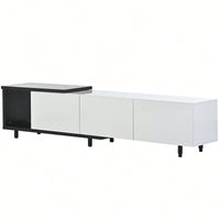 Modern Extendable TV Stand For 80 Inch And Larger TVs Stylish Black And White Design