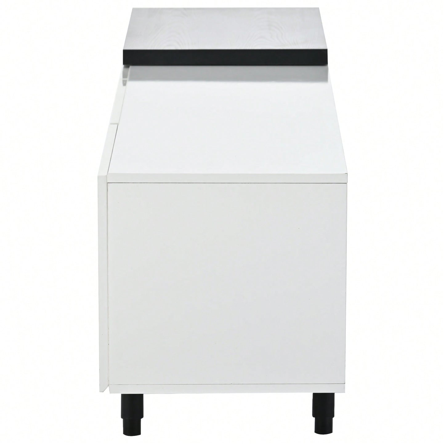 Modern Extendable TV Stand For 80 Inch And Larger TVs Stylish Black And White Design