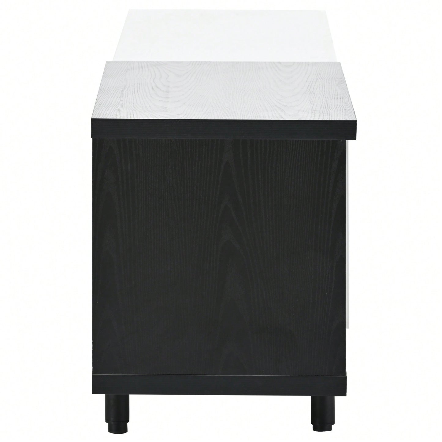 Modern Extendable TV Stand For 80 Inch And Larger TVs Stylish Black And White Design