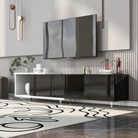 Modern Extendable TV Stand For 80 Inch And Larger TVs Stylish Black And White Design