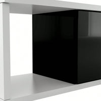 Modern Extendable TV Stand For 80 Inch And Larger TVs Stylish Black And White Design