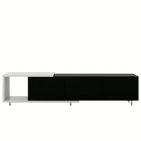 Modern Extendable TV Stand For 80 Inch And Larger TVs Stylish Black And White Design