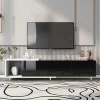 Modern Extendable TV Stand For 80 Inch And Larger TVs Stylish Black And White Design