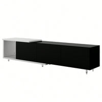 Modern Extendable TV Stand For 80 Inch And Larger TVs Stylish Black And White Design