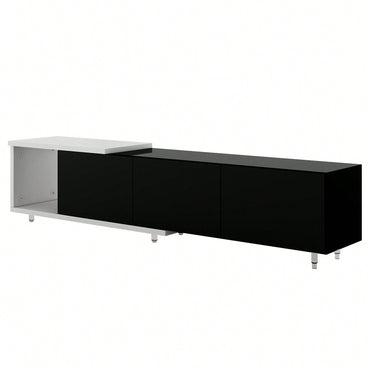 Modern Extendable TV Stand For 80 Inch And Larger TVs Stylish Black And White Design