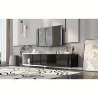 Modern Extendable TV Stand For 80 Inch And Larger TVs Stylish Black And White Design