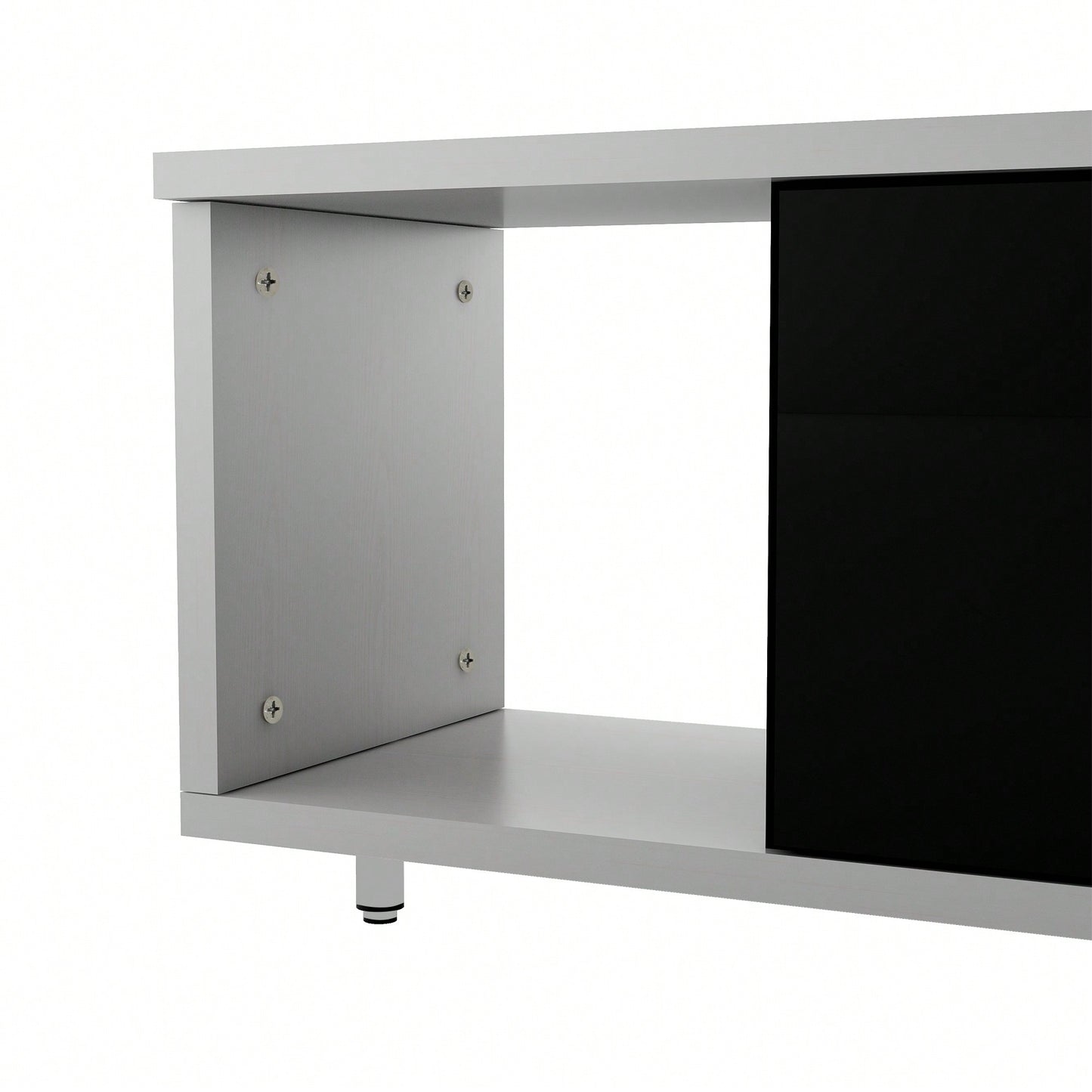 Modern Extendable TV Stand For 80 Inch And Larger TVs Stylish Black And White Design