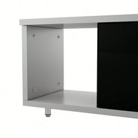 Modern Extendable TV Stand For 80 Inch And Larger TVs Stylish Black And White Design