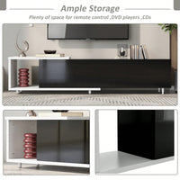 Modern Extendable TV Stand For 80 Inch And Larger TVs Stylish Black And White Design