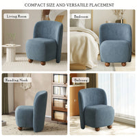 Ultra-Soft Low-Back Armless Accent Chair with Skin-Friendly Upholstery and Round Pine Wood Feet for Small Spaces Bedroom Office Blue