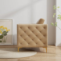 Elegant Beige Velvet Upholstered Accent Chair With Metal Legs For Living Room