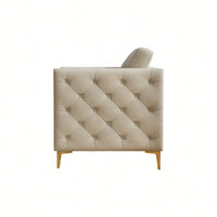 Elegant Beige Velvet Upholstered Accent Chair With Metal Legs For Living Room