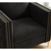 Elegant Beige Velvet Upholstered Accent Chair With Metal Legs For Living Room