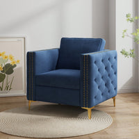 Elegant Beige Velvet Upholstered Accent Chair With Metal Legs For Living Room