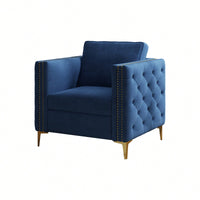 Elegant Beige Velvet Upholstered Accent Chair With Metal Legs For Living Room