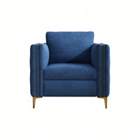 Elegant Beige Velvet Upholstered Accent Chair With Metal Legs For Living Room