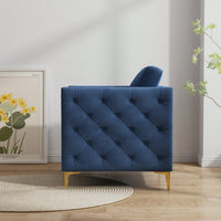 Elegant Beige Velvet Upholstered Accent Chair With Metal Legs For Living Room