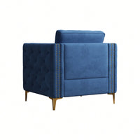 Elegant Beige Velvet Upholstered Accent Chair With Metal Legs For Living Room