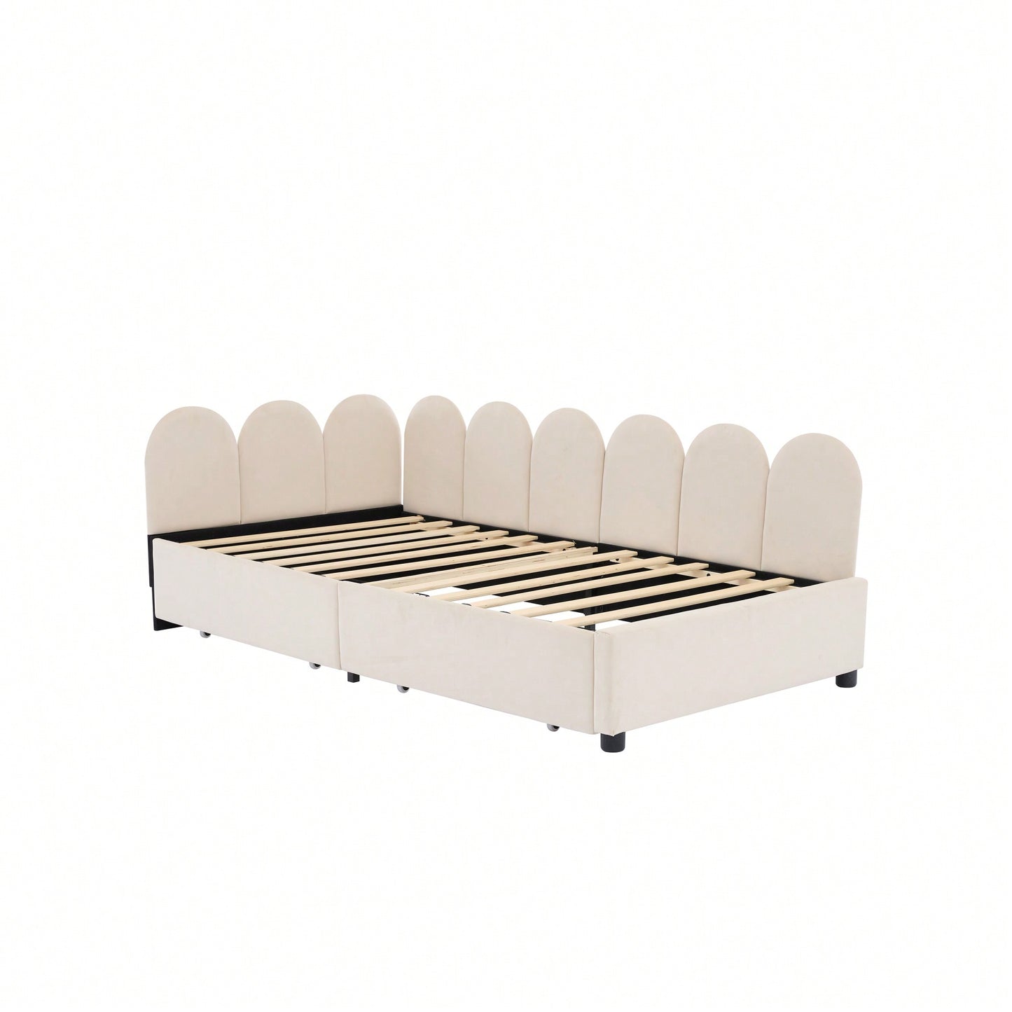 Velvet Twin Size Upholstered Daybed With 2 Storage Drawers And Soft Fabric Headboard No Box Spring Required Beige