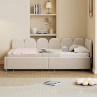 Velvet Twin Size Upholstered Daybed With 2 Storage Drawers And Soft Fabric Headboard No Box Spring Required Beige