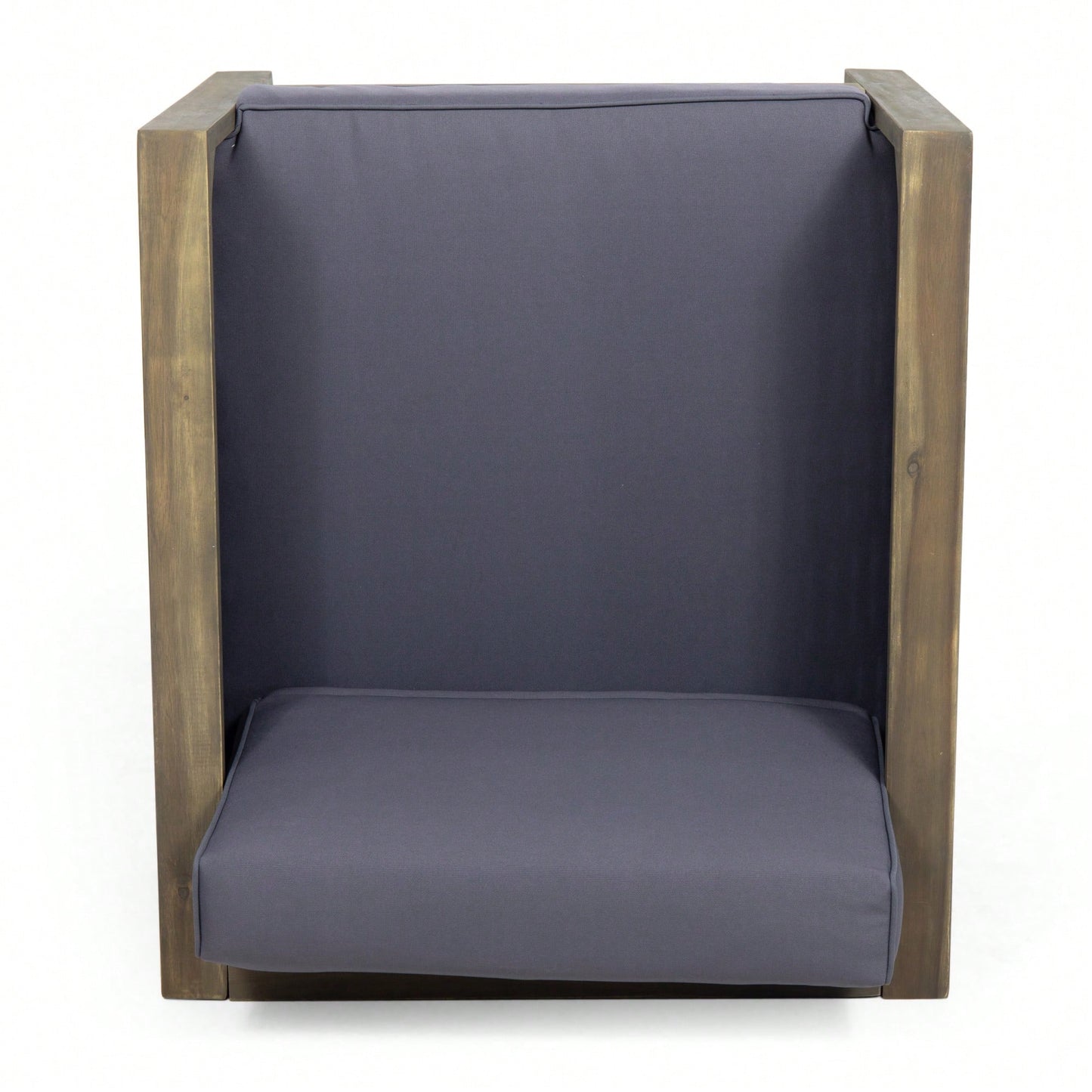 Outdoor Acacia Wood Club Chair With Wicker Accents In Gray Mixed Gray And Brown