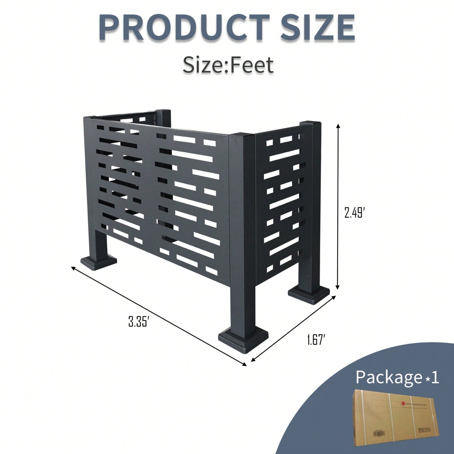 3ft X 2ft Outdoor Air Conditioner Privacy Fence Cover - 3 Panel Metal Concealment Solution For HVAC Units