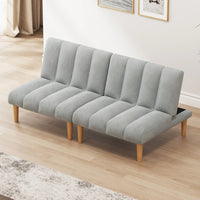 Corduroy Fabric Convertible Sofa Bed With Wooden Legs For Stylish Living Spaces Grey