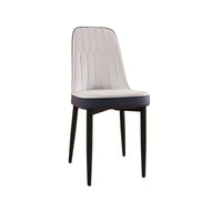 Set Of 4, Modern PU Leather Dining Chair Set With Thick Cushions And Black Metal Legs In White And Blue