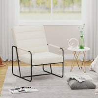 Stylish Modern Metal Framed Armchair With Black Technical Leather For Living Room Office Bedroom Comfort