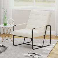 Stylish Modern Metal Framed Armchair With Black Technical Leather For Living Room Office Bedroom Comfort