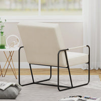 Stylish Modern Metal Framed Armchair With Black Technical Leather For Living Room Office Bedroom Comfort