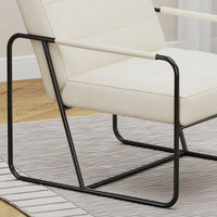 Stylish Modern Metal Framed Armchair With Black Technical Leather For Living Room Office Bedroom Comfort