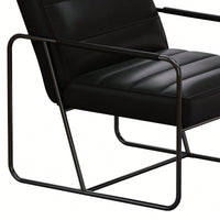 Stylish Modern Metal Framed Armchair With Black Technical Leather For Living Room Office Bedroom Comfort