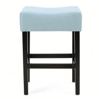 Set Of 2 Light Blue Backless Leather Counter Height Barstools For Modern Home Decor