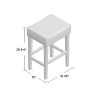 Set Of 2 Light Blue Backless Leather Counter Height Barstools For Modern Home Decor